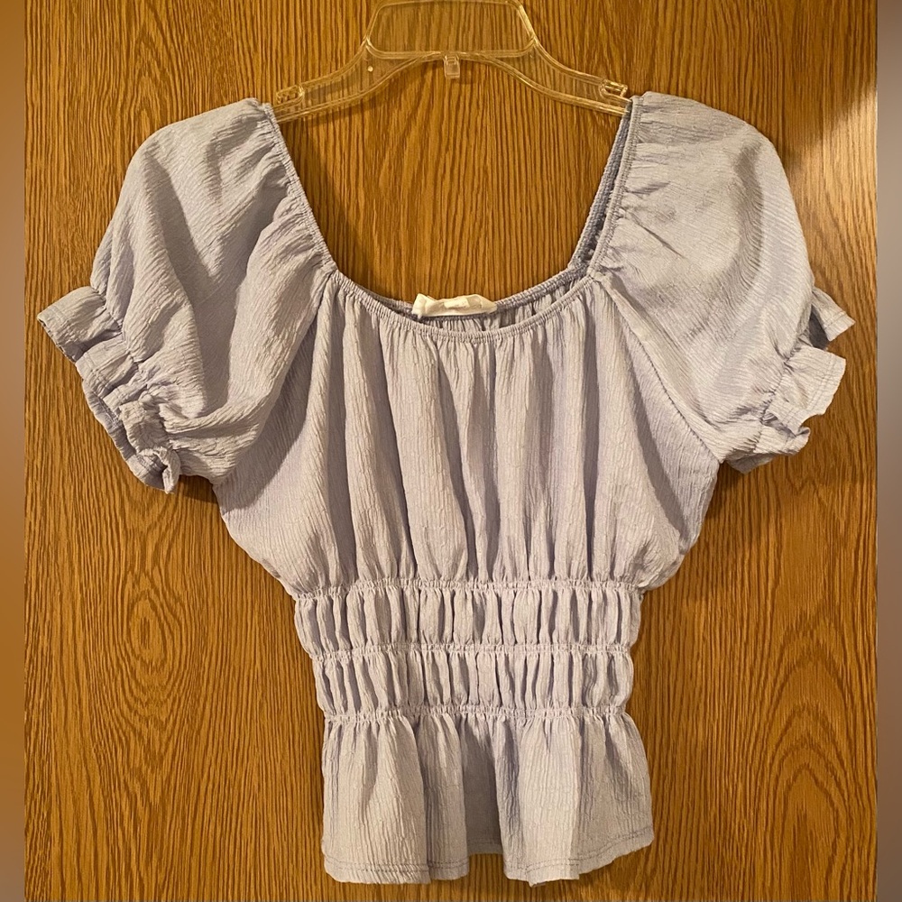 Light Blue Smocked Women's Top